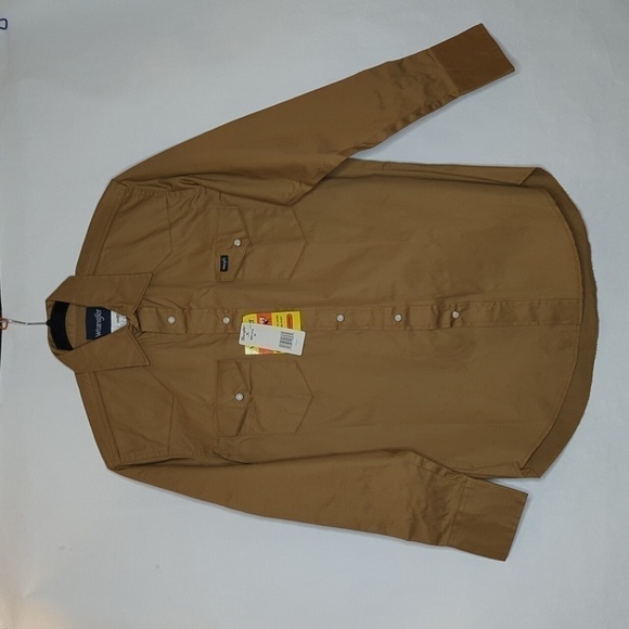 NWT Wrangler Button Down Shirt Tan - Picture 1 of 5
